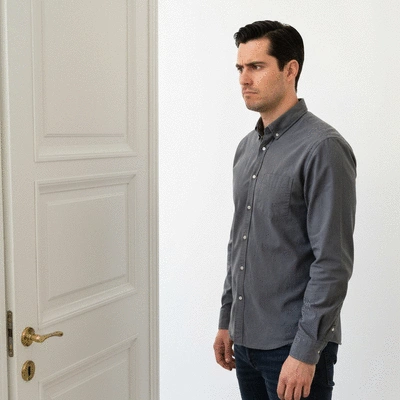 Personne frustrée devant une porte claquée à Marseille