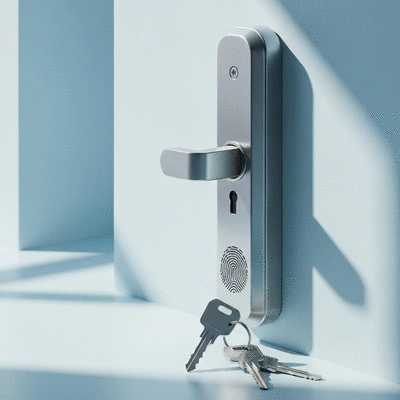 Concept de sécurité domestique avec une serrure moderne et des clés, représentant la tranquillité d'esprit