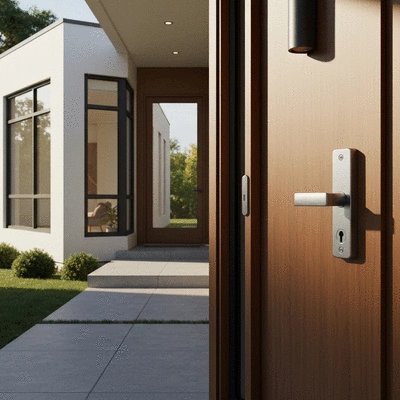 Maison sécurisée avec une nouvelle serrure de haute sécurité installée