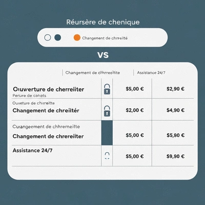 Tableau de comparaison des tarifs de serruriers à Marseille