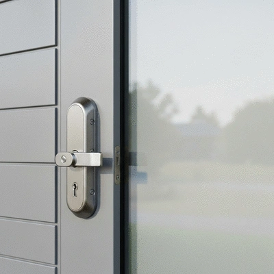 Modern high-security lock on a door