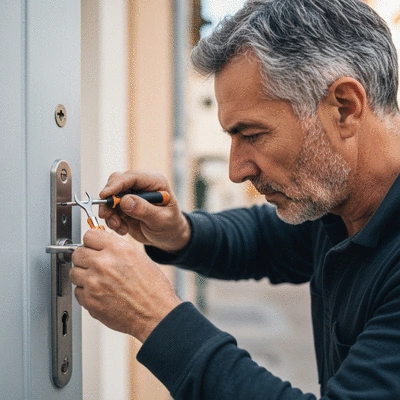 Serrurier intervenant sur une serrure de porte à Marseille