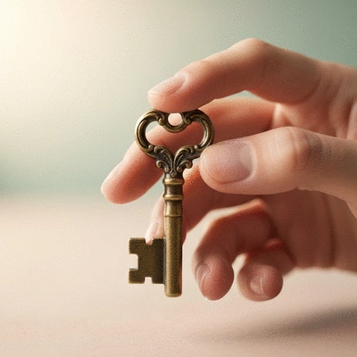 Gros plan d'une main tenant une clé et une serrure moderne, symbolisant la sécurité