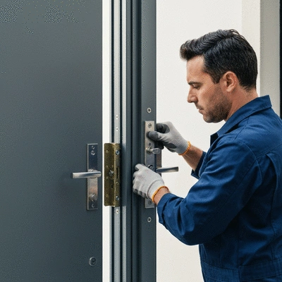 Serrurier installing a reinforced door with multi-point locks in Marseille