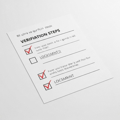 Checklist avec des éléments cochés pour la vérification d'un serrurier