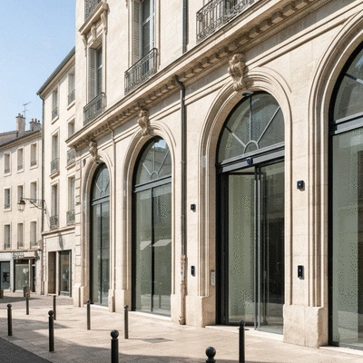 Modern storefront with security features in Marseille