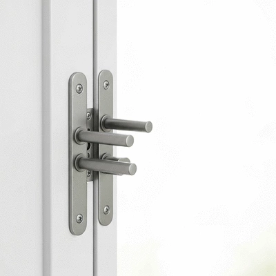 Close-up of a modern multipoint lock on a residential door