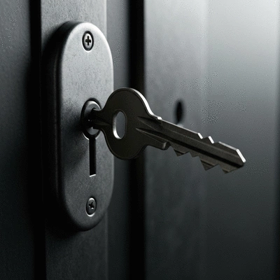 Gros plan sur une clé cassée dans une serrure, lumière dramatique