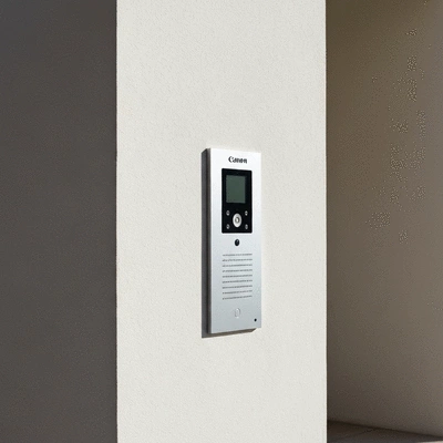Modern interphone system on a building wall in Marseille
