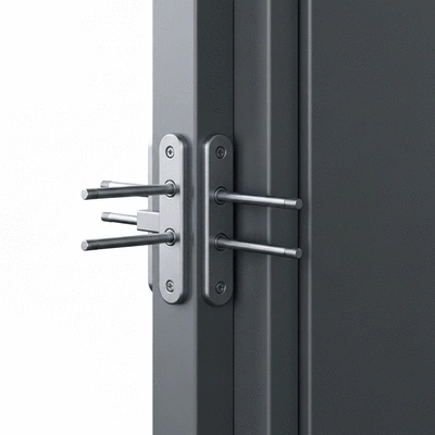 Modern multipoint lock mechanism close-up